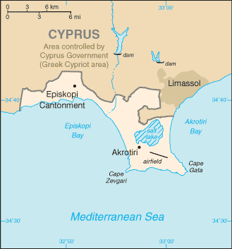 Akrotiri Dhekelia kibris haritasi